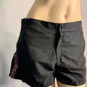 Coco Reef women’s swimwear board short black tribal XL zipper elastic back